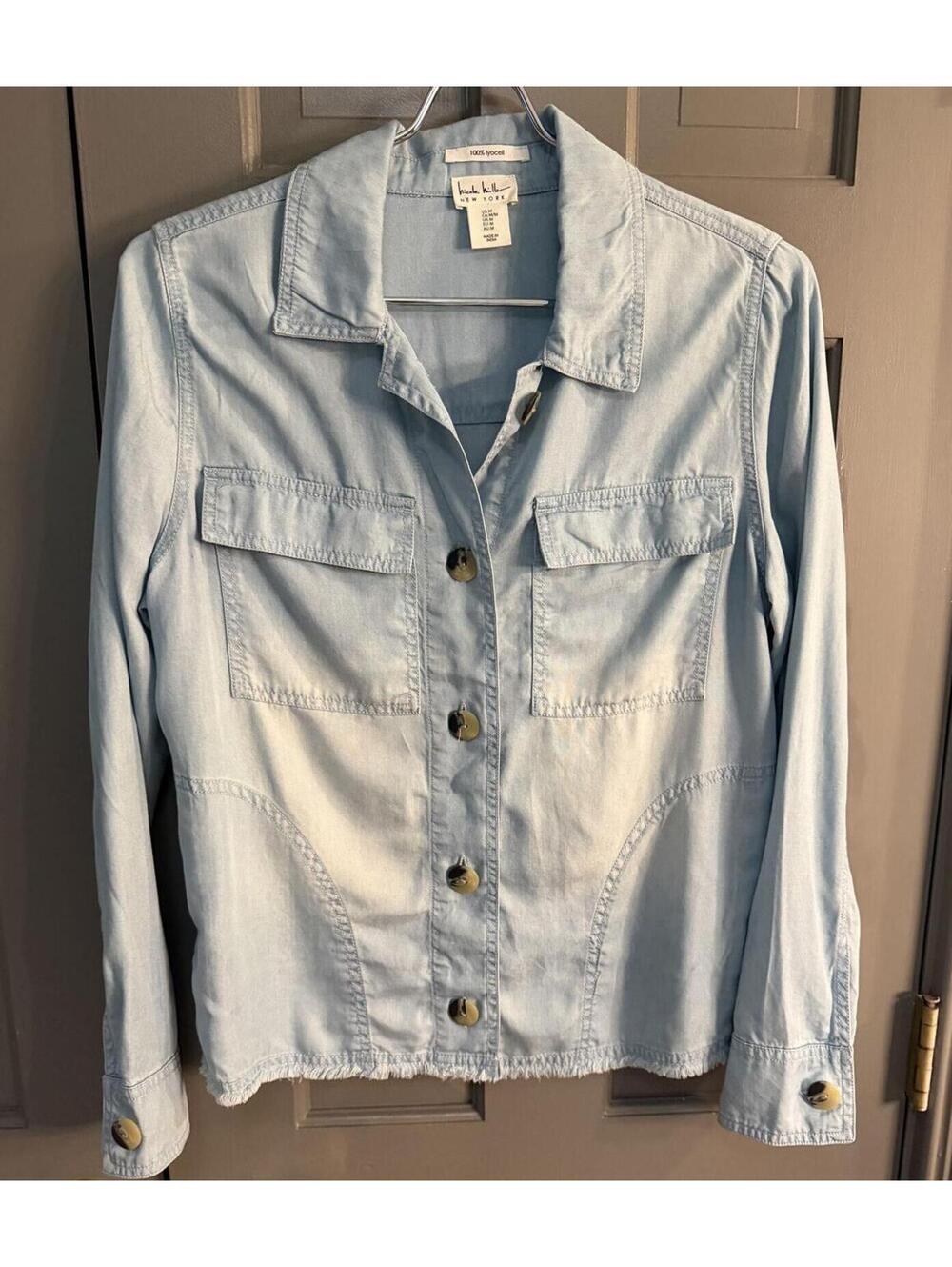 Nicole Miller Light Blue DenimButton-Up Shirt Jacket Size M - Picture 2 of 5